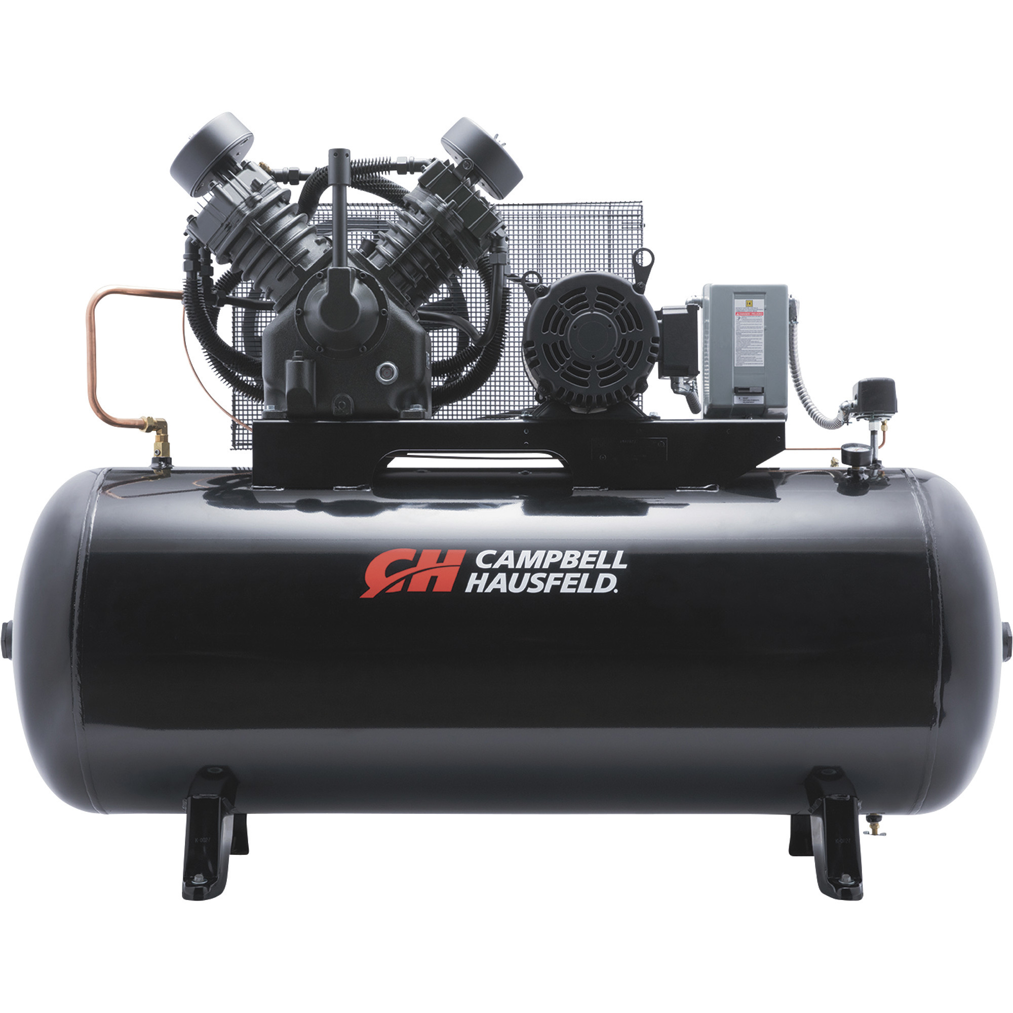 Campbell Hausfeld Two-Stage Air Compressor, 10 HP, 34.1 CFM @ 175 PSI, 208-230/460 Volt, 3 Phase, 120 Gallon Horizontal, Model# CE8001